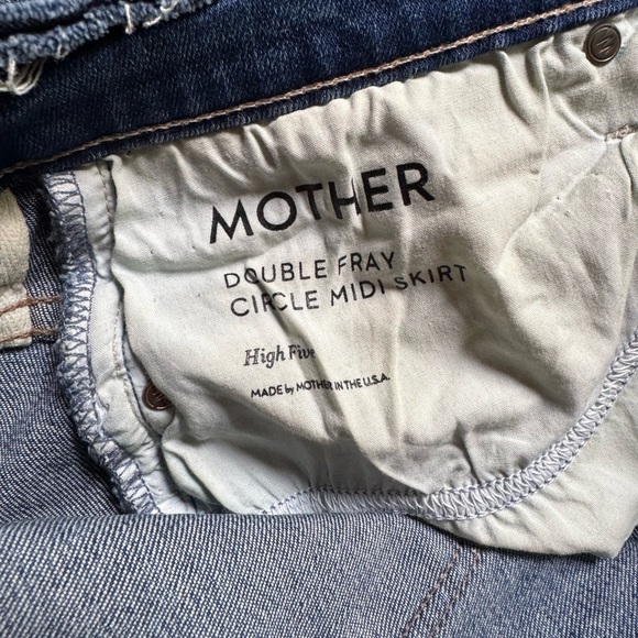 MOTHER Denim Double Fray Circle Midi Skirt Frayed Hem - Picture 4 of 5